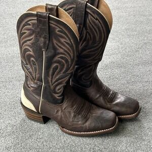 Ariat Boots Mens 8D Brown Leather Western Cowboy Square Toe Work Roper 10021676